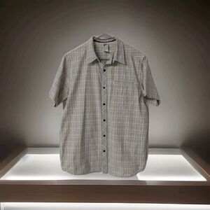 The North Face Tan Brown Plaid Button Front Short Sleeve Shirt - Men's Size L